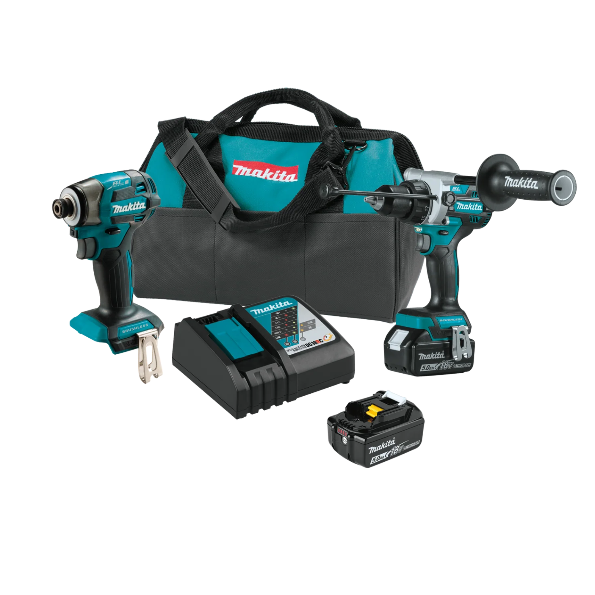 Makita XT297T 18V LXT Brushless 2-Piece Cordless Hammer Drill and Impact Driver Combo Kit from Columbia Safety